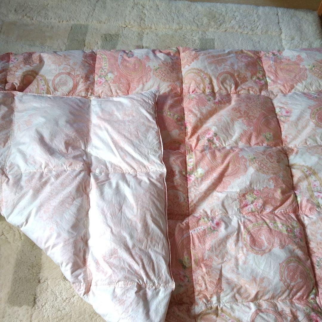 ロワール 羽毛 ダウン92%肌掛け布団 150×210cm ピンク系