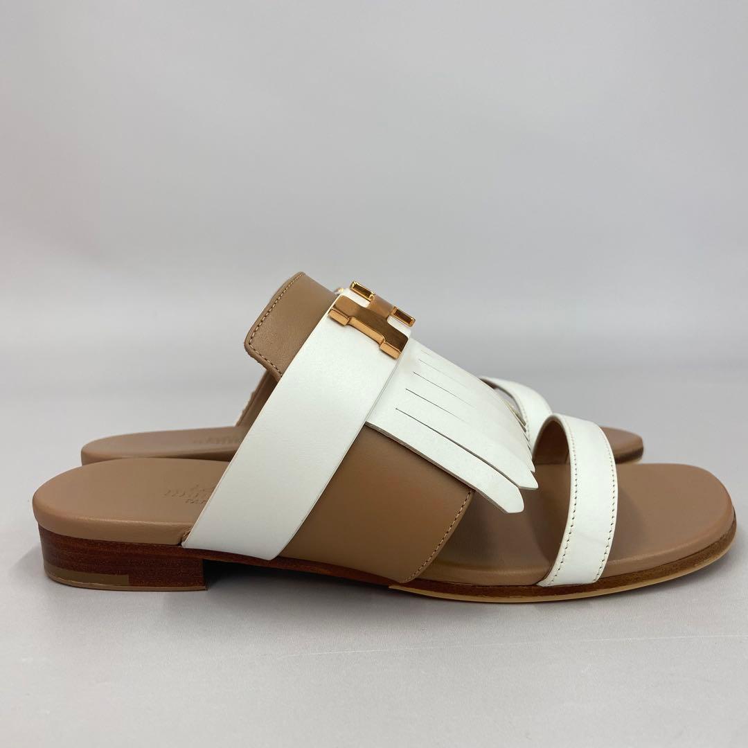 エルメス サンダル 《 コラリア 》 白 ゴールド 37 24cm程度 未使用