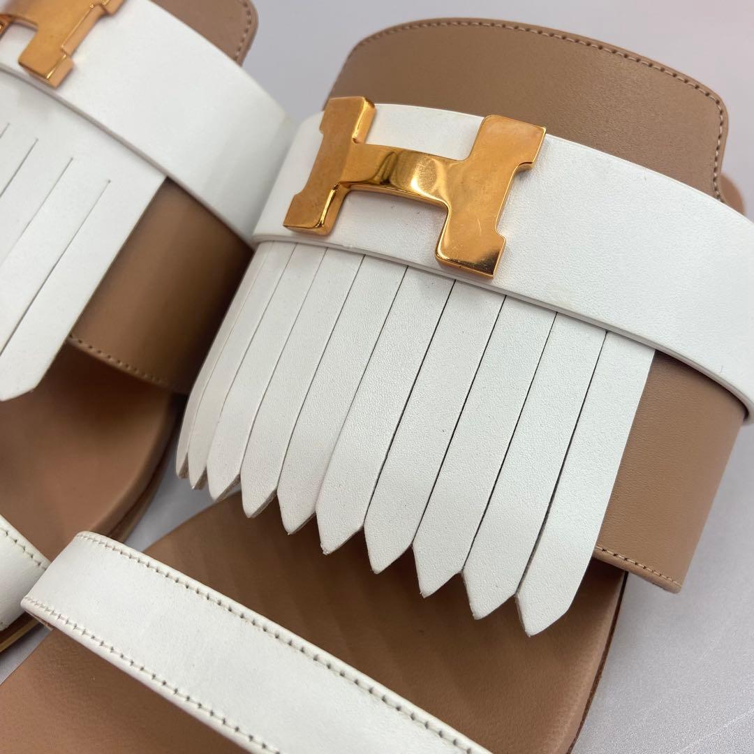 エルメス サンダル 《 コラリア 》 白 ゴールド 37 24cm程度 未使用