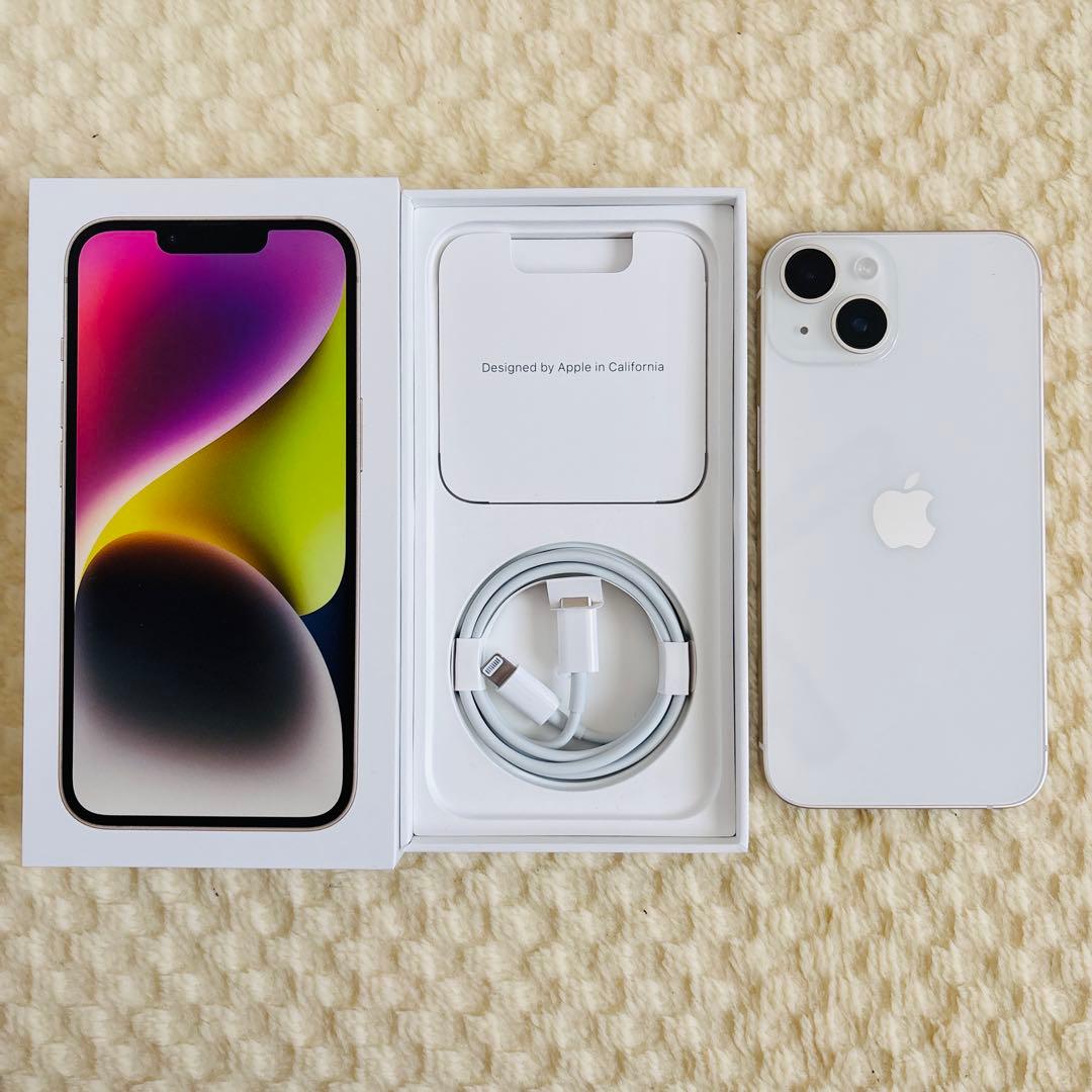 Apple iPhone 14 本体 スターライト 128GB ケーブル付き