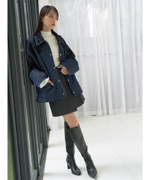 み*ー様 SNIDEL☆エンブロイダリーブルゾン【インディゴ】