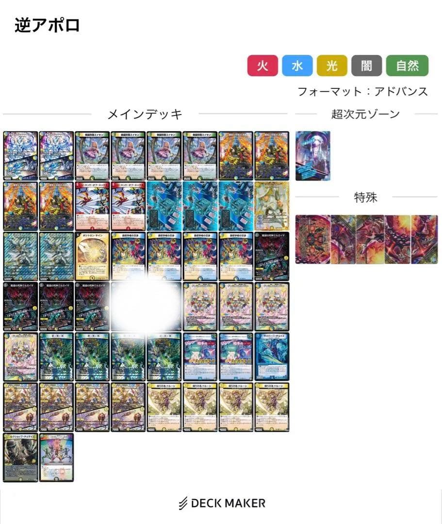 デュエルマスターズ 逆アポロ ドロマースワン デッキ 調整パーツ付き