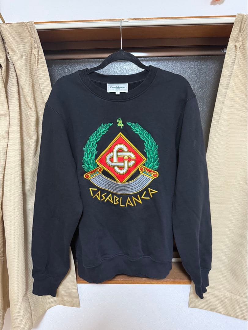 CASABLANCA ロゴ刺繍 ブラック スウェット