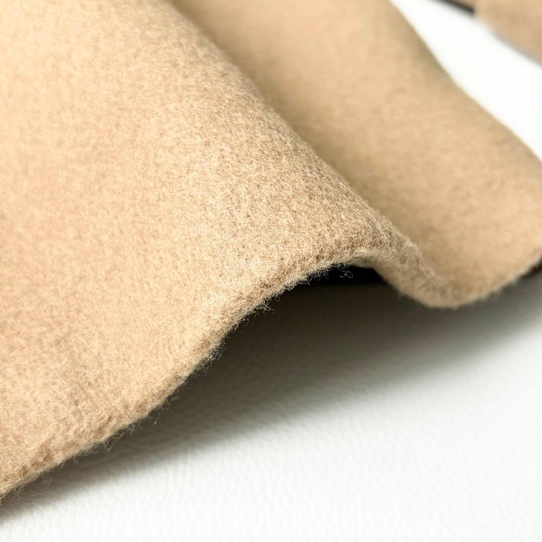 2936y美品　ウィムガゼット　ノーカラーウールショートコート　キャメルベージュ