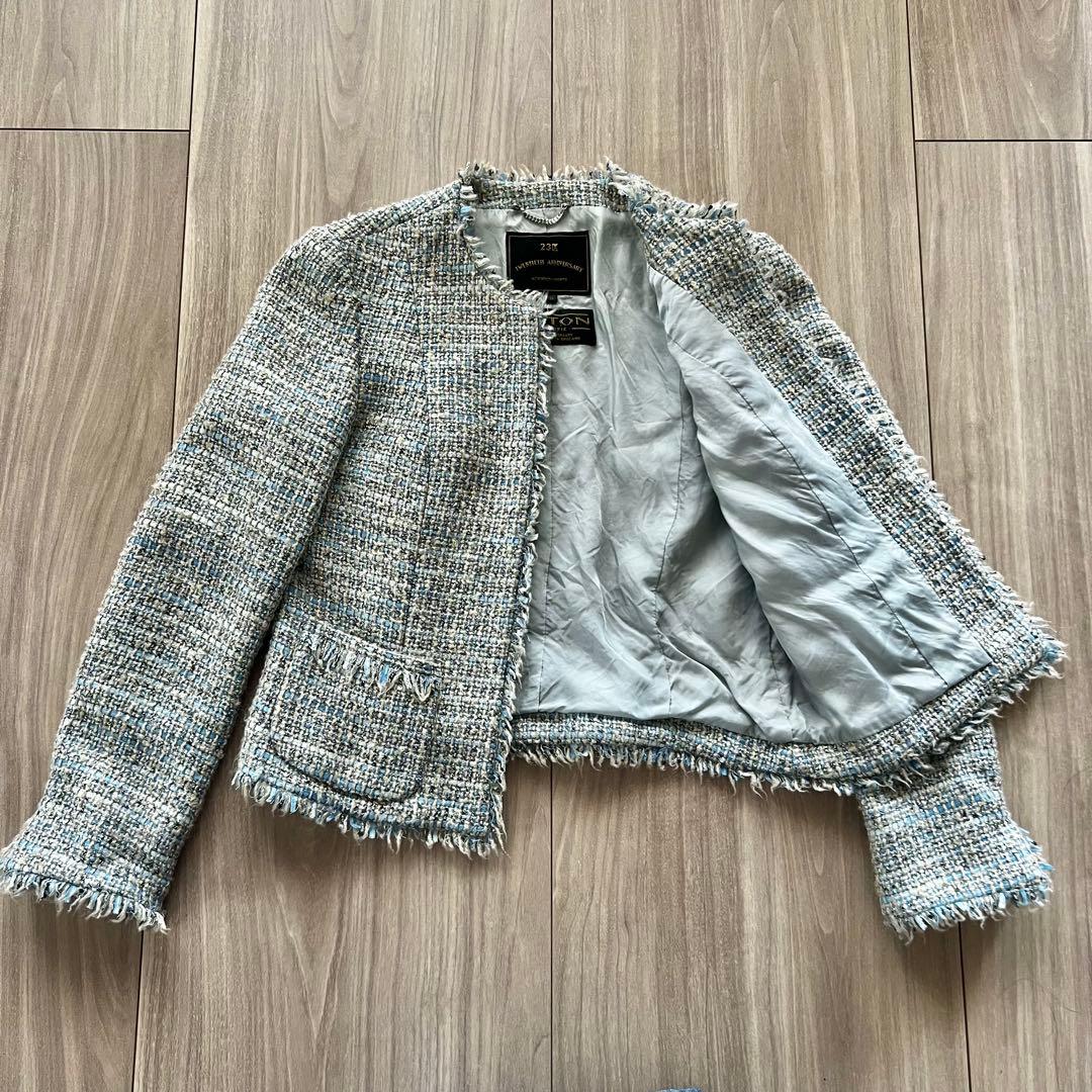 美品【期間限定出品】23区 リントンツイード ノーカラージャケット 38
