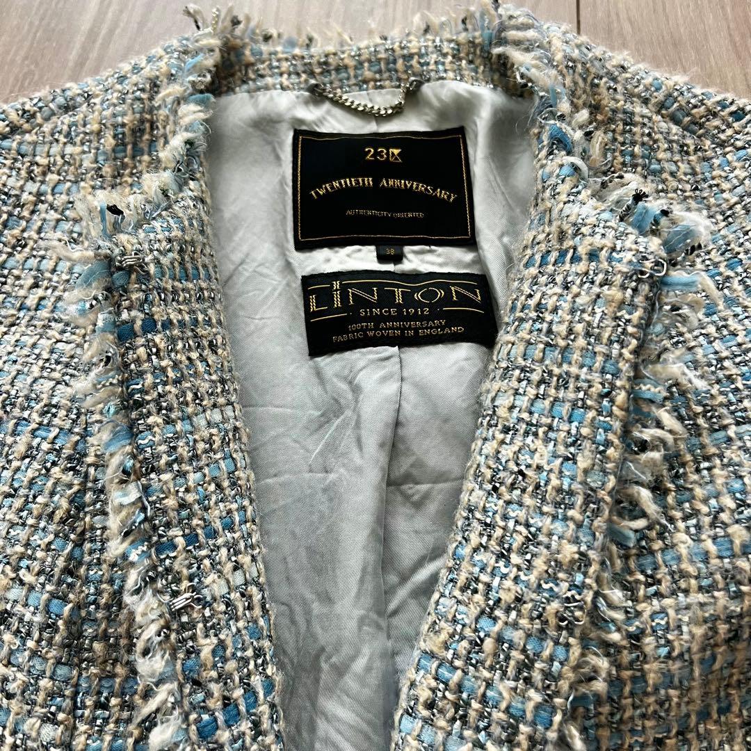 美品【期間限定出品】23区 リントンツイード ノーカラージャケット 38