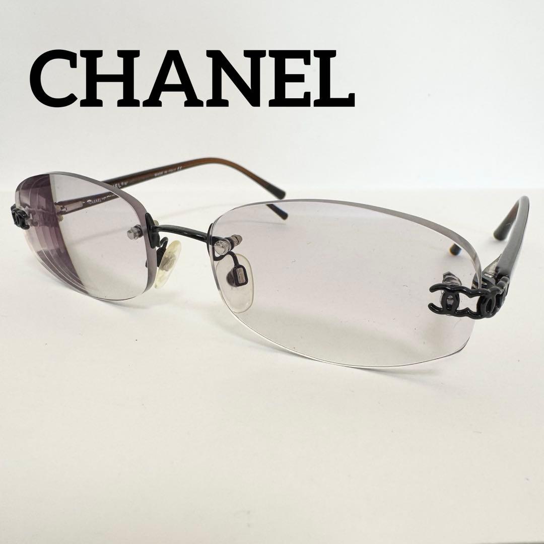 美品 CHANEL シャネル メガネ サングラス 度入り リムレス ココマーク