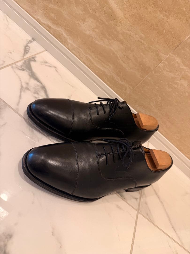 美品 ユニオンインペリアル 内羽根ストレートチップ アノネイレザーブラック 7H