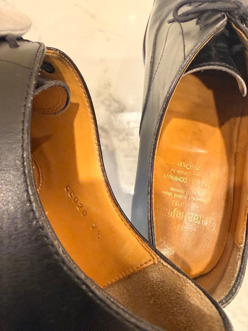 美品 ユニオンインペリアル 内羽根ストレートチップ アノネイレザーブラック 7H