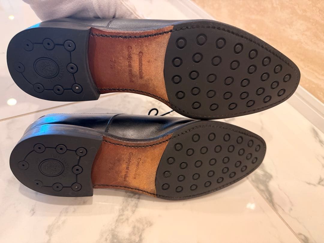 美品 ユニオンインペリアル 内羽根ストレートチップ アノネイレザーブラック 7H