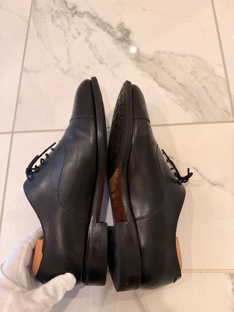 美品 ユニオンインペリアル 内羽根ストレートチップ アノネイレザーブラック 7H