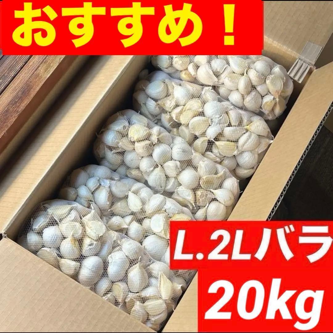 【お買い得セール】青森県 福地ホワイト にんにく L.2Lバラ 20kg 家庭用