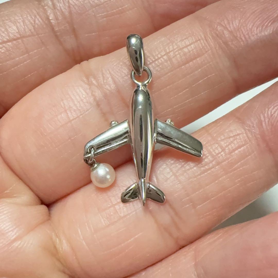 MIKIMOTO ミキモト パール ペンダントトップ　飛行機 JAL シルバー製