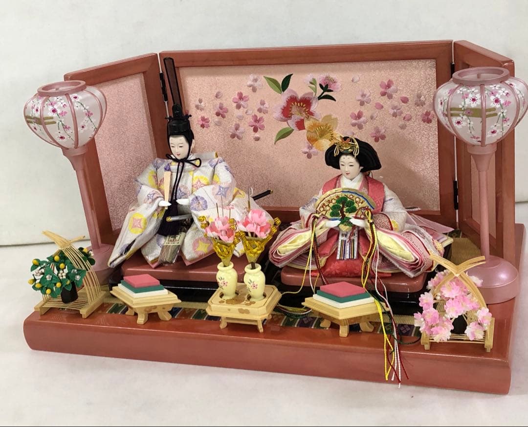 【新品】　雛人形　刺繍花柄屏風セット　数量限定 セール中