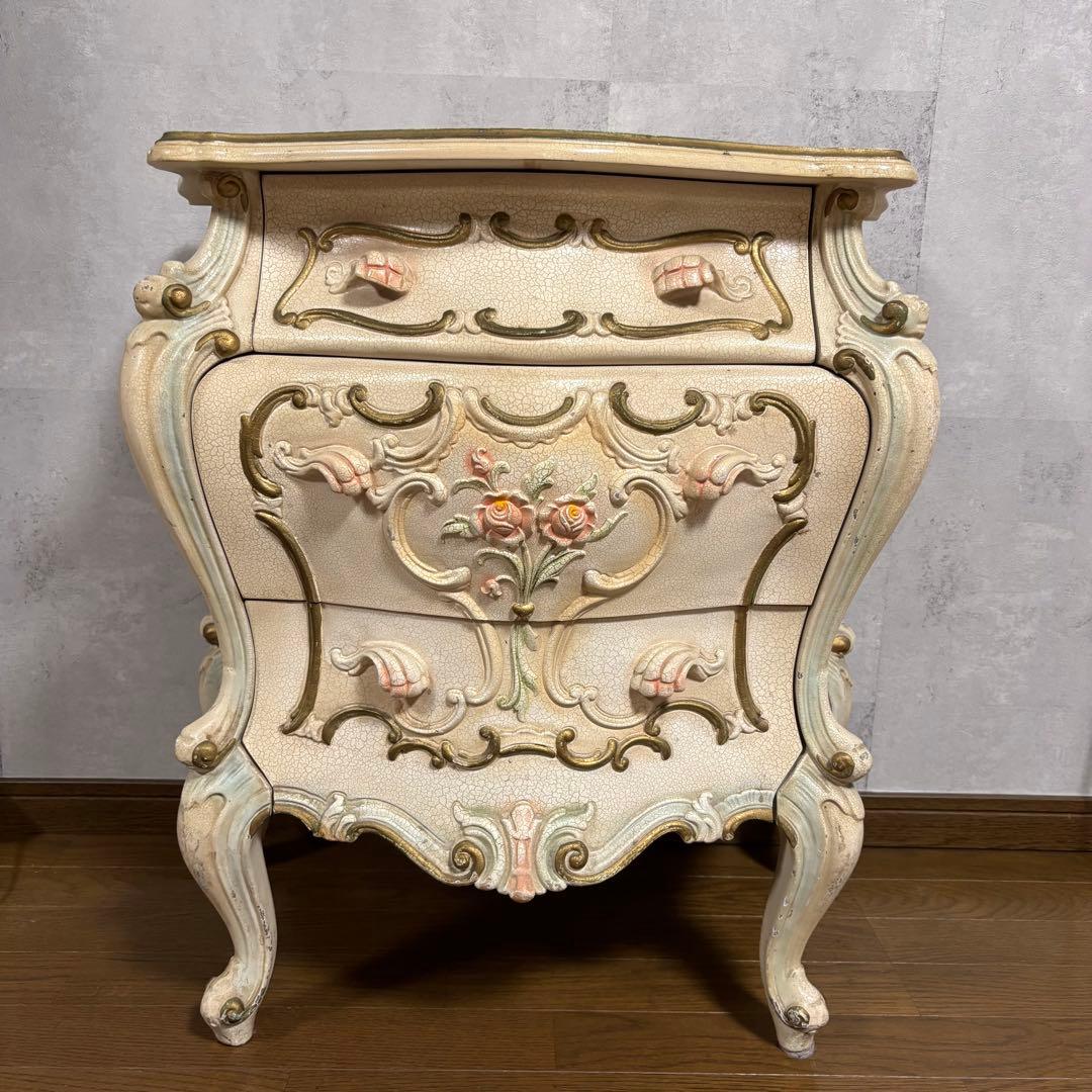 ロココ調　アンティーク　バロックスタイル 3段引出しチェスト　猫脚