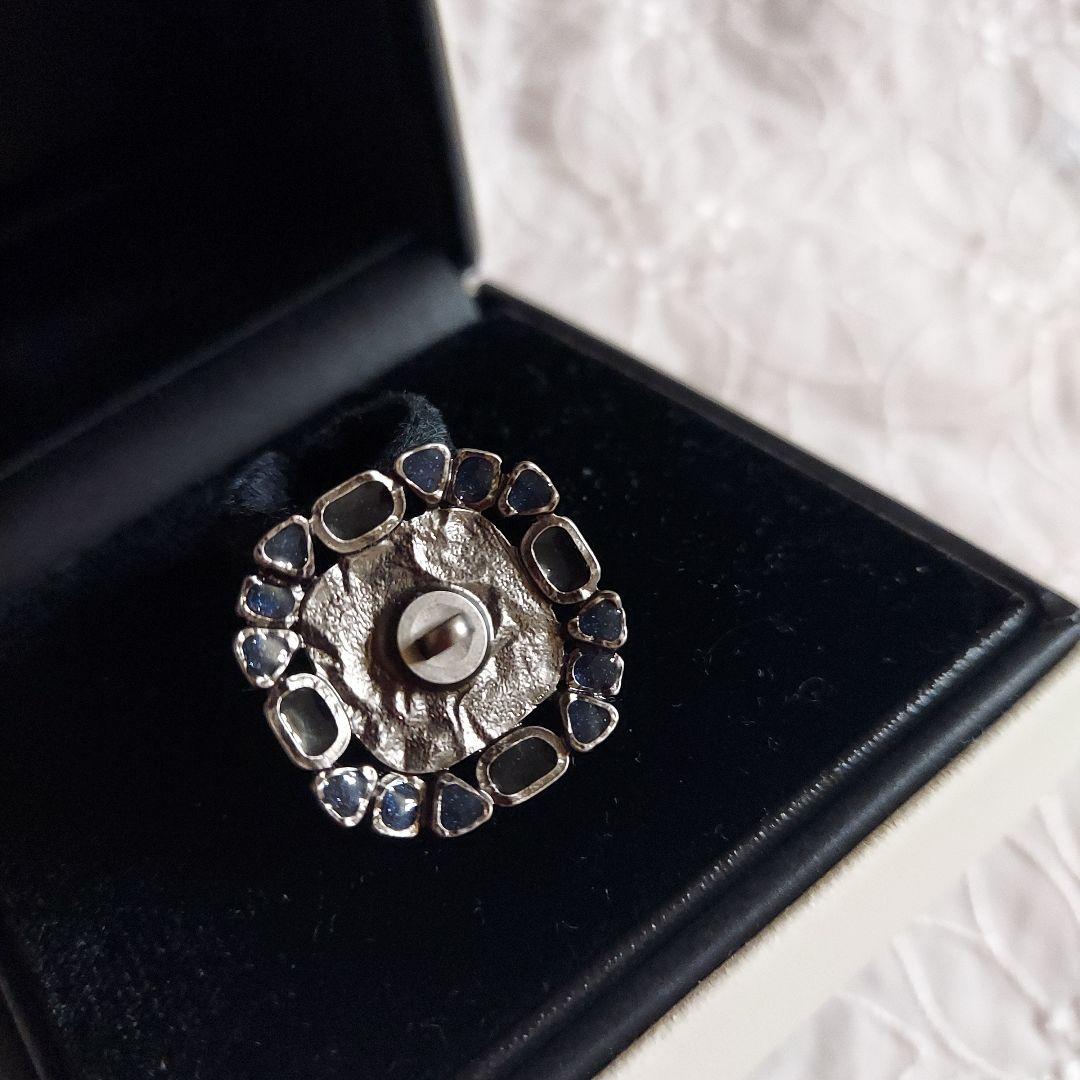 初売りセールCHANELボタン　グリポア大粒　超希少ブルー×アンティークシルバー