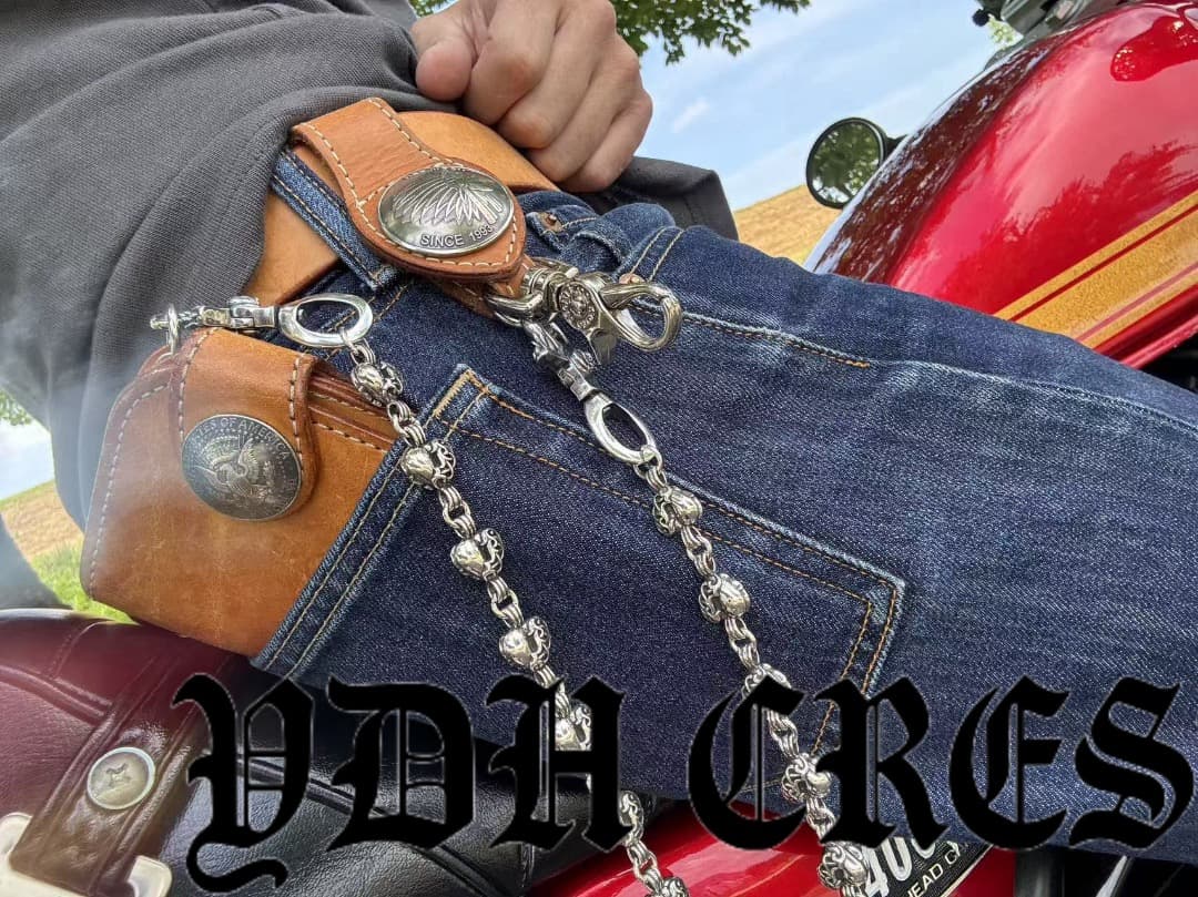 バイカー必須　ウォレット用ハート型　シルバーチェーン　TYPE3　QBKB004