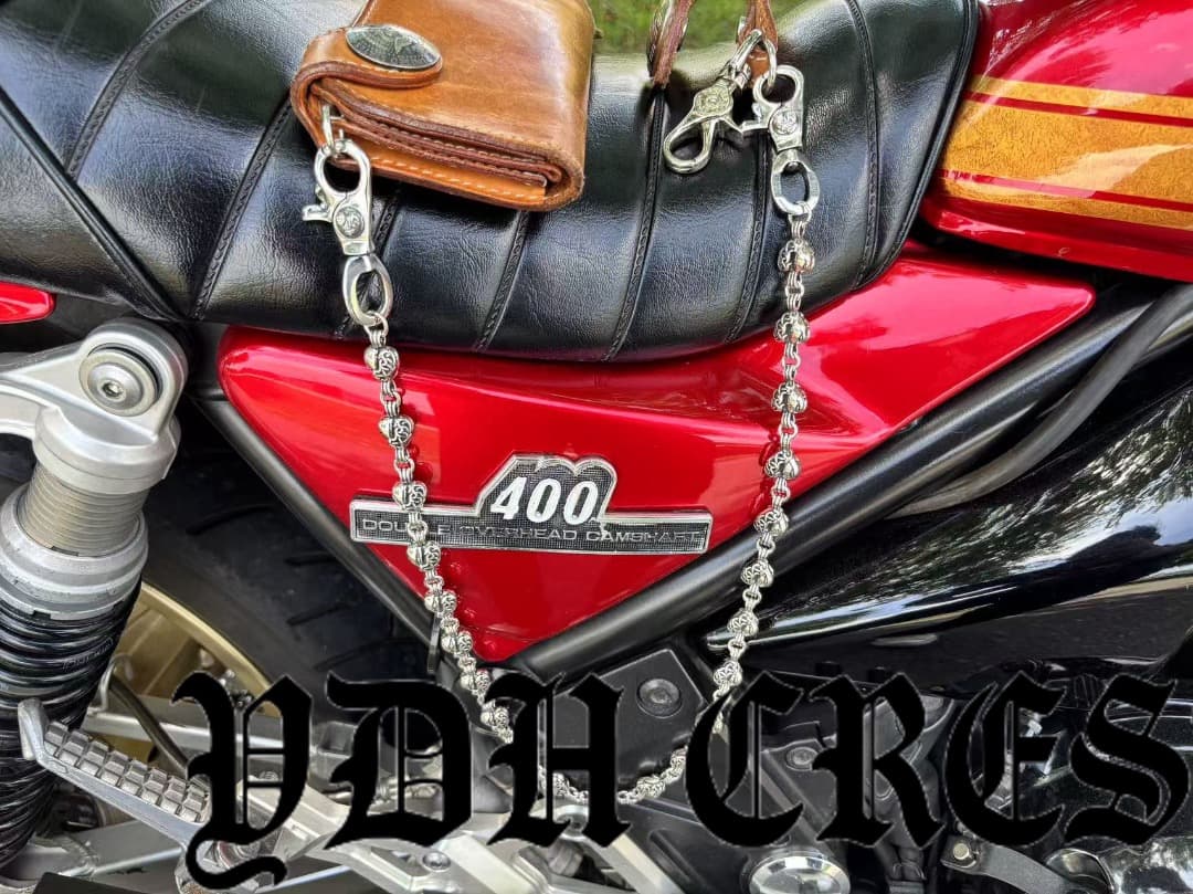 バイカー必須　ウォレット用ハート型　シルバーチェーン　TYPE3　QBKB004