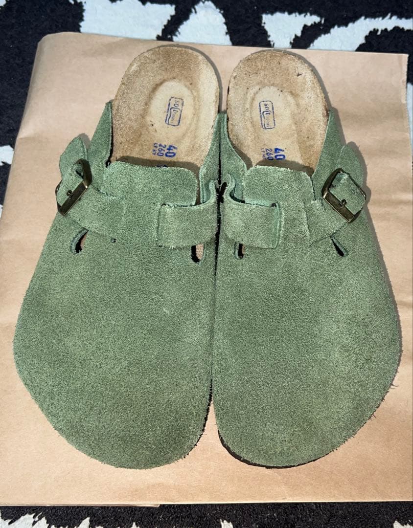 靴 BIRKENSTOCK BOSTON OLIVE GREEN 40 26cm