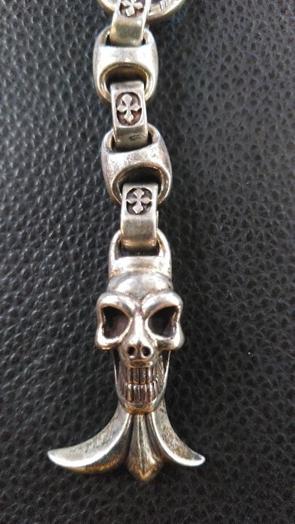 SILVER925 ビルウォールレザー　タイプスカルウォレットハンガー　44g