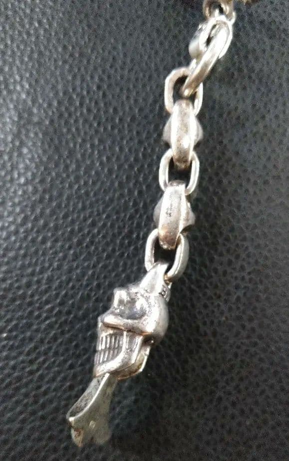 SILVER925 ビルウォールレザー　タイプスカルウォレットハンガー　44g