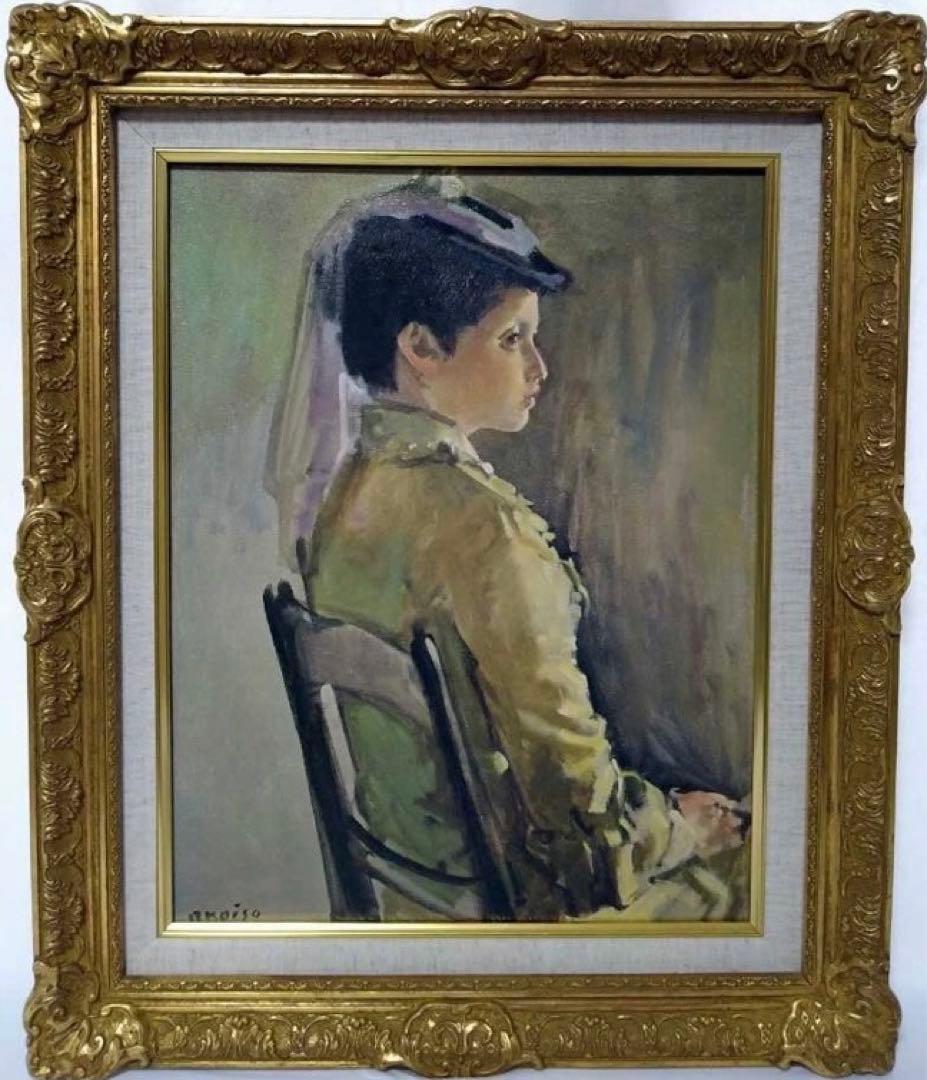 ⭕*️様 最終値下げ/小磯良平『帽子の女』油彩画 (人物画) 複製画 / F3号