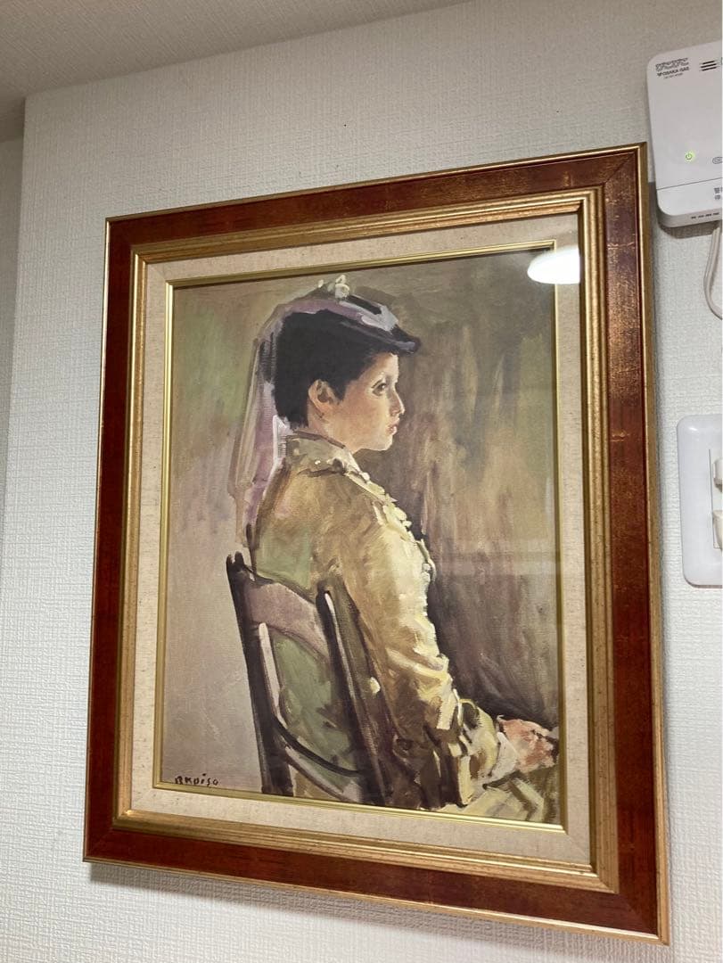 ⭕*️様 最終値下げ/小磯良平『帽子の女』油彩画 (人物画) 複製画 / F3号