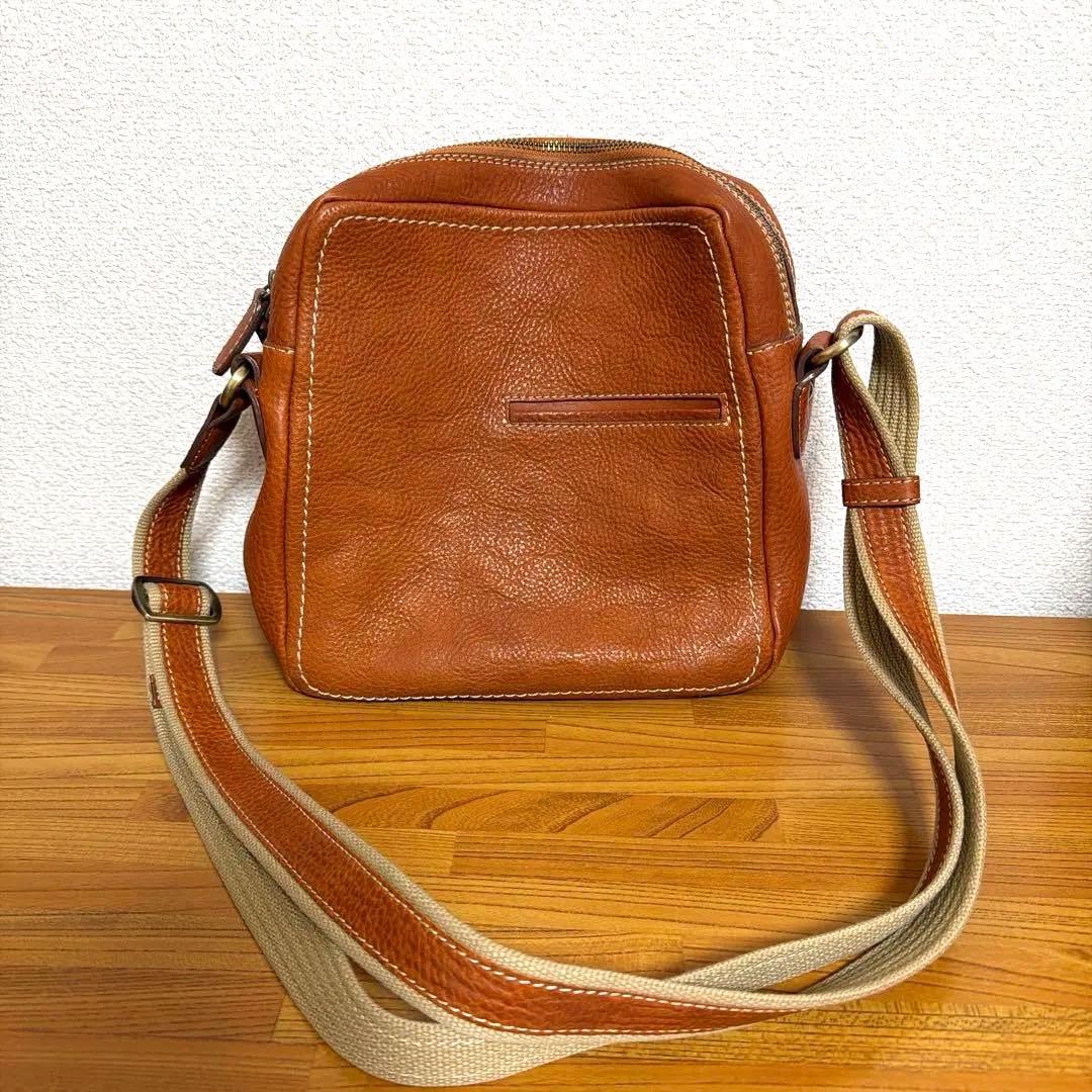 土屋鞄 ブラウンレザーショルダーバッグ