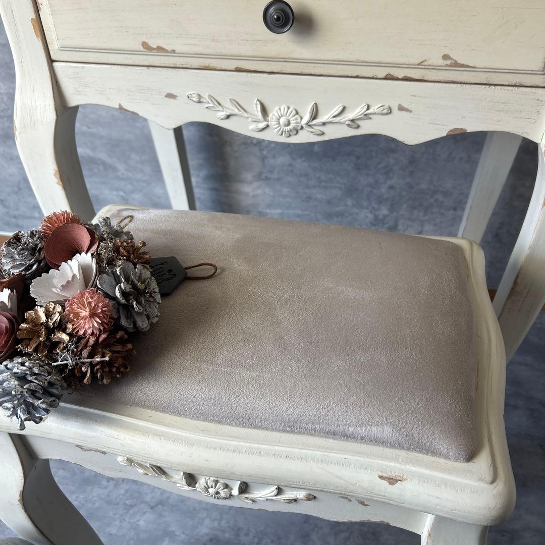 アンティーク加工 シャビーシック 猫脚コンソールデスク　椅子付