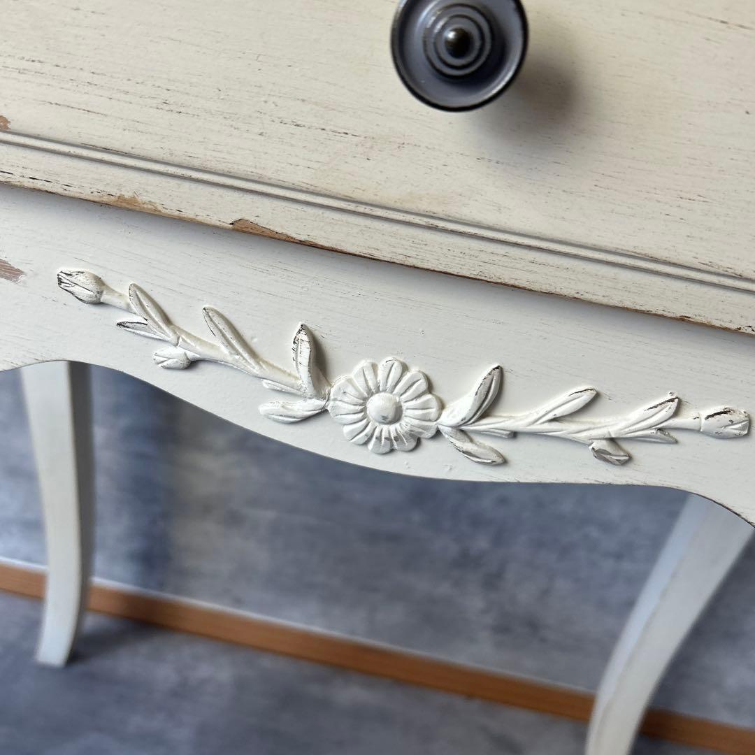 アンティーク加工 シャビーシック 猫脚コンソールデスク　椅子付