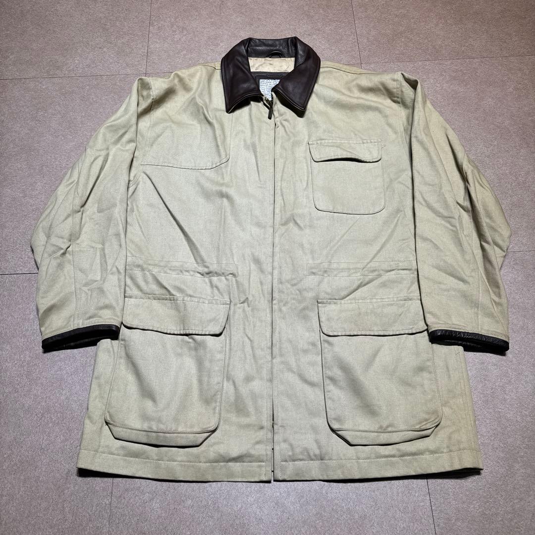 Old coach カバーオール　ジャケット　レザー　ベージュ　ビンテージ　M