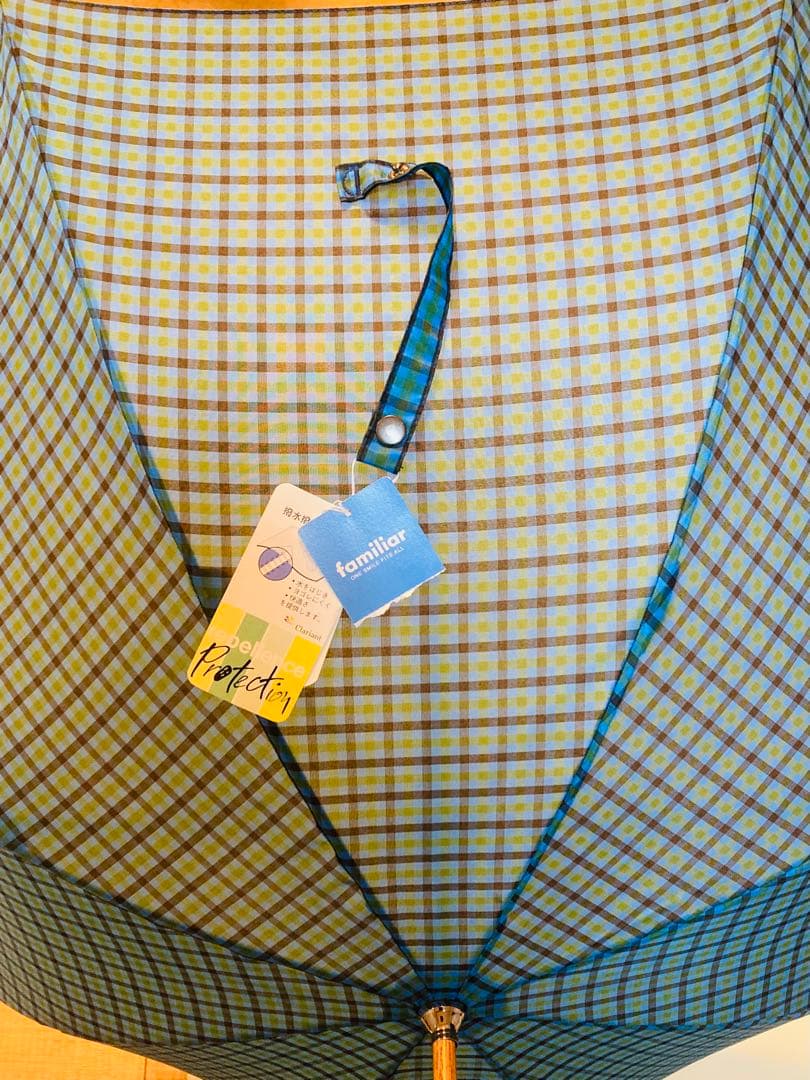 新品 55㎝ ファミリア 傘 青チェック 大人用