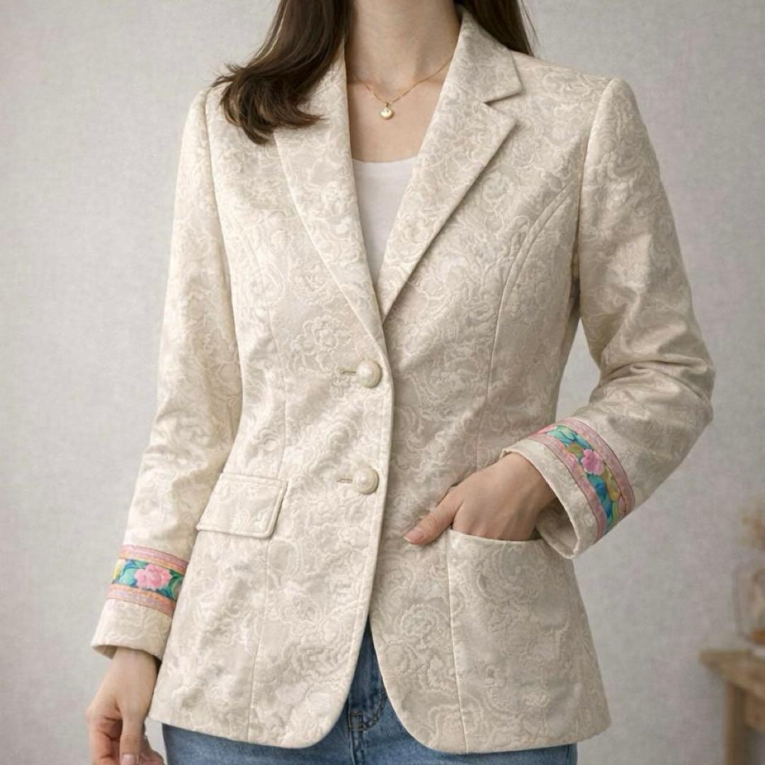 【クミコ】LEONARD　フラワージャガード 総柄 テーラードジャケット