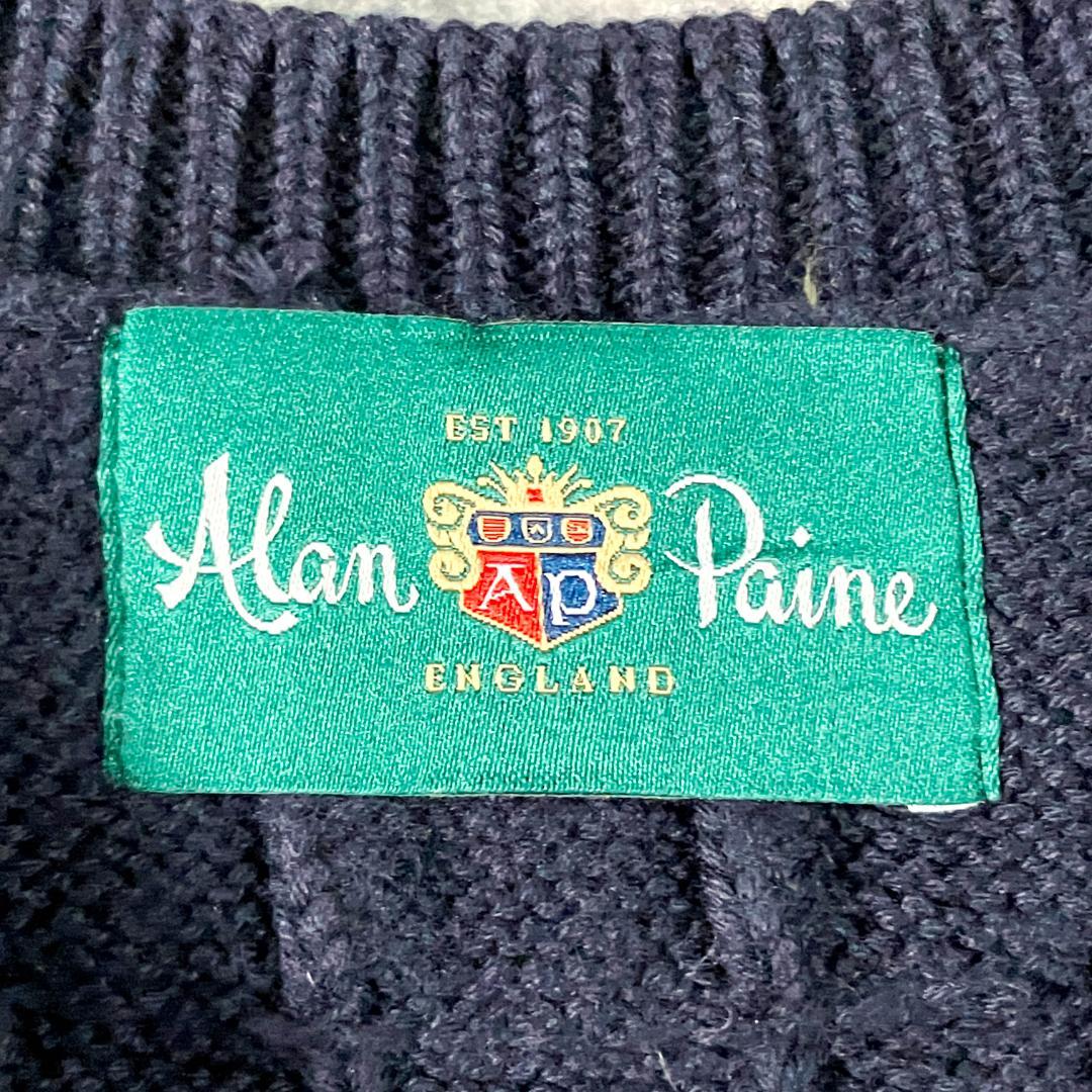 Alan&Paine　チルデンベスト　ネイビー　Ⅴネック　アラン　コットン