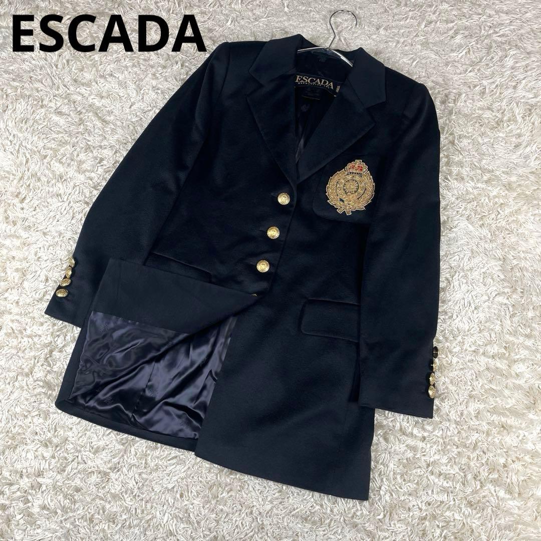 レア ESCADA 金ボタン カシミヤ100% エンブレム テーラードジャケット