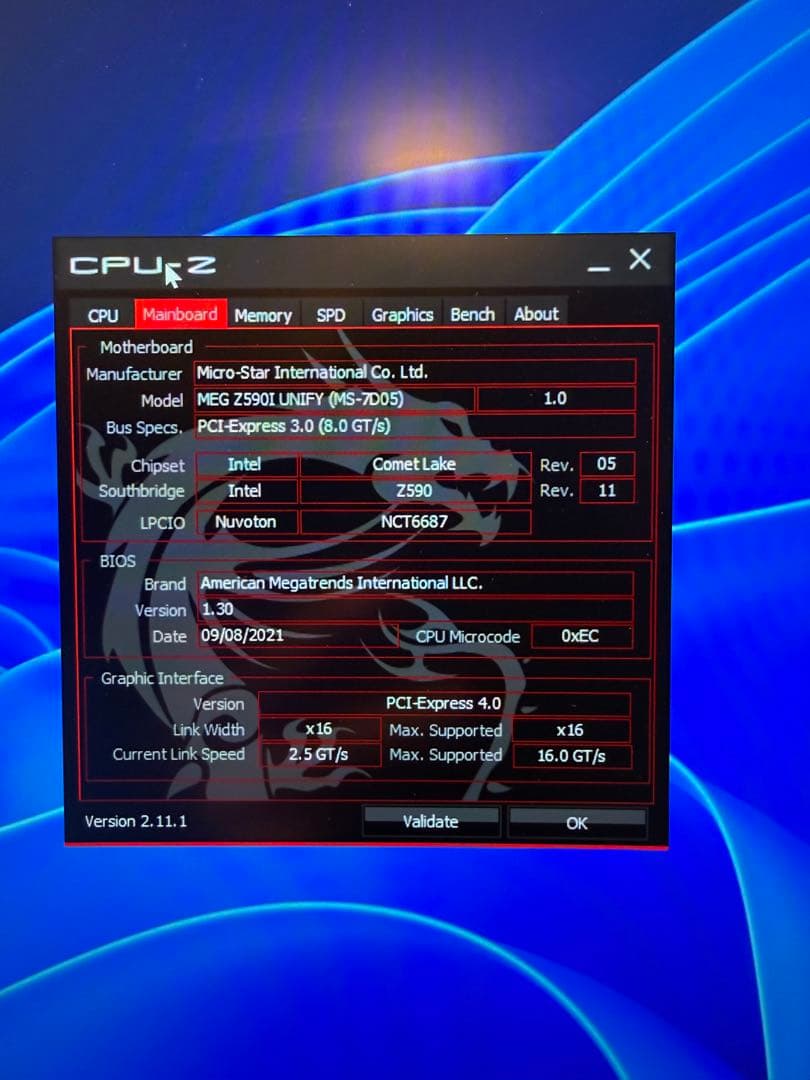 MSI Z590I UNIFY mini-itx マザーボード