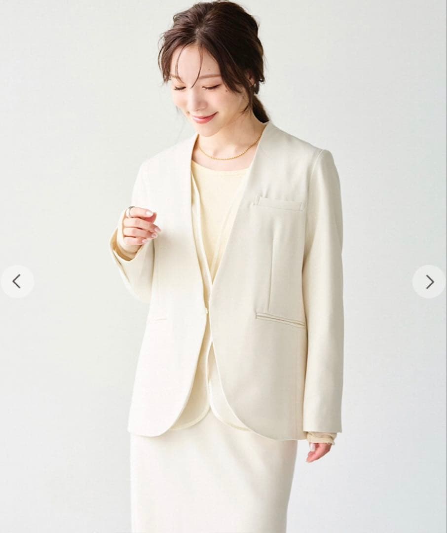 し*ん様 Aimeine エメイン　シアードッキングノーカラージャケット