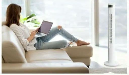 中古品 ※リモコン無し※ 白 DC タワーファン スリム ホワイト