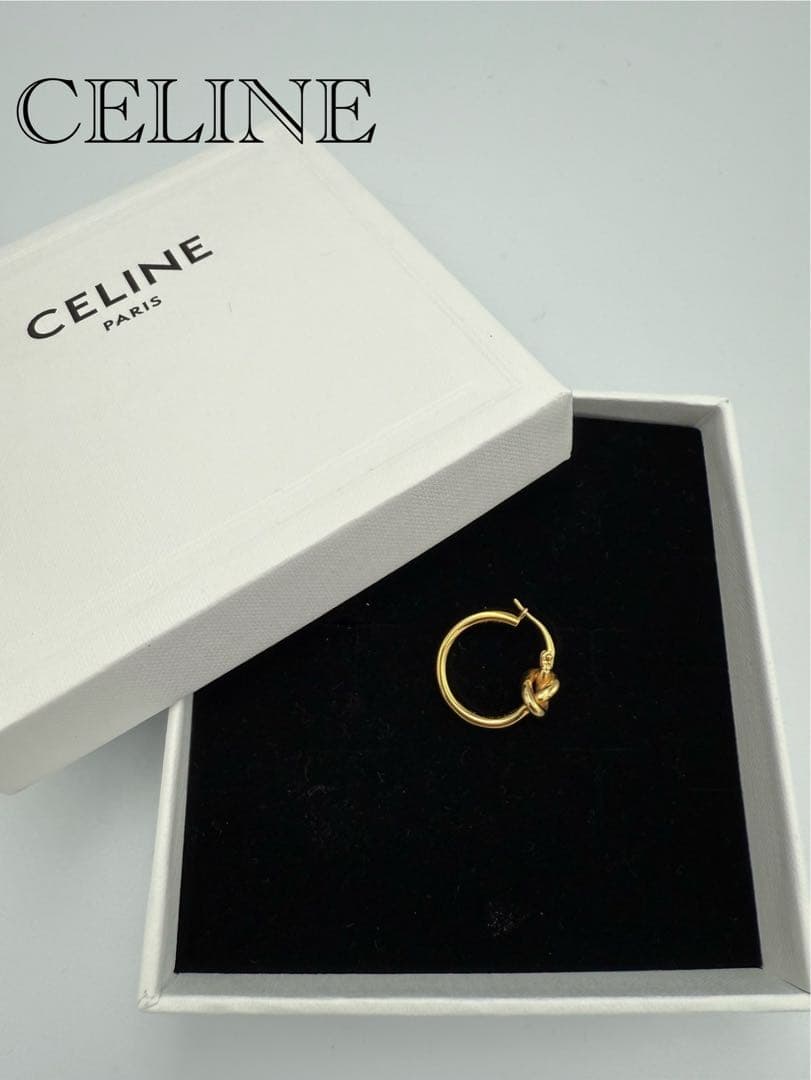 【片耳のみ】CELINE セリーヌ ノットフープ ピアス