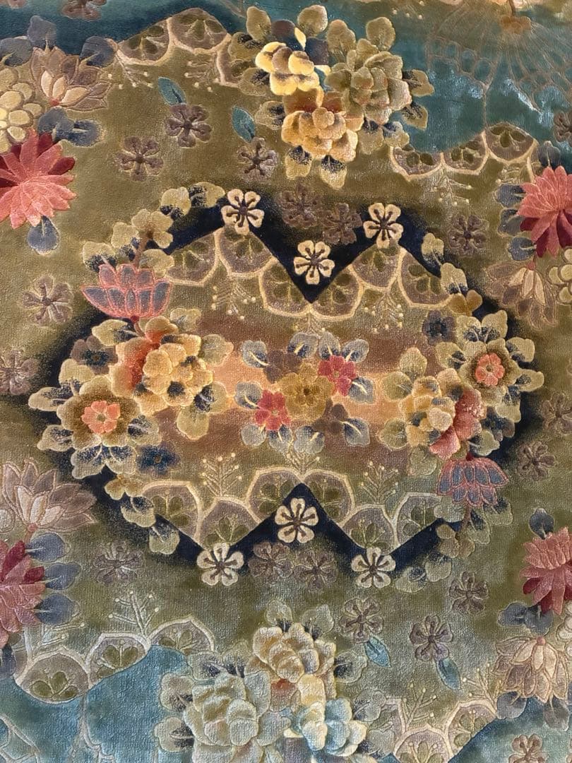 ぶひさん　中国段通 シルク絨毯 約90cm x 155cm