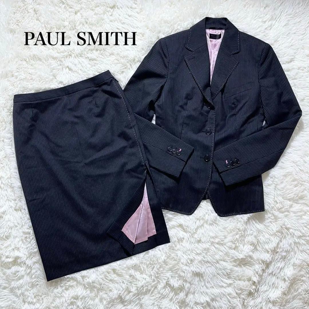 ポールスミス スーツ ブラック ピンクステッチ ジャケット L スカート M