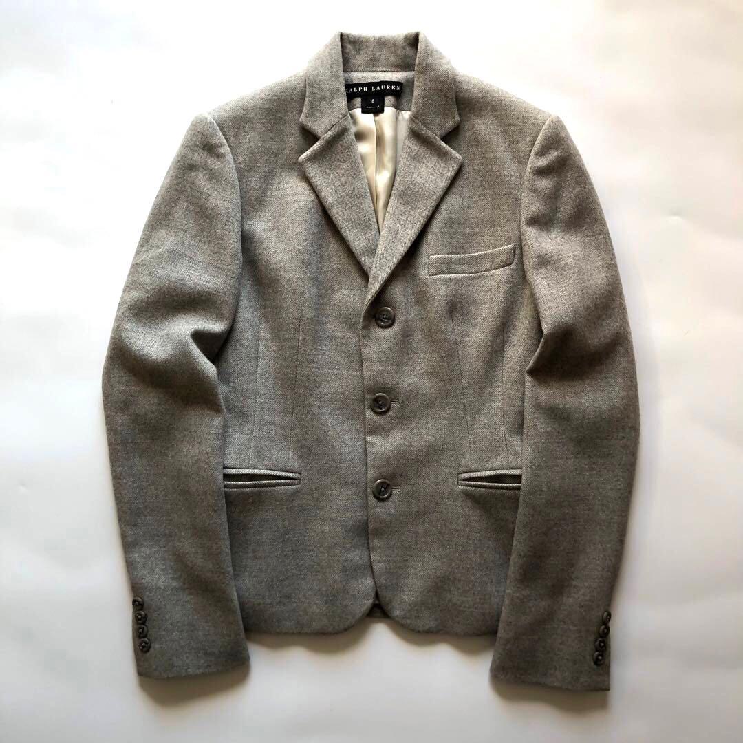 ★美品★ラルフローレン カシミヤ混テーラードジャケット グレー 秋冬 M