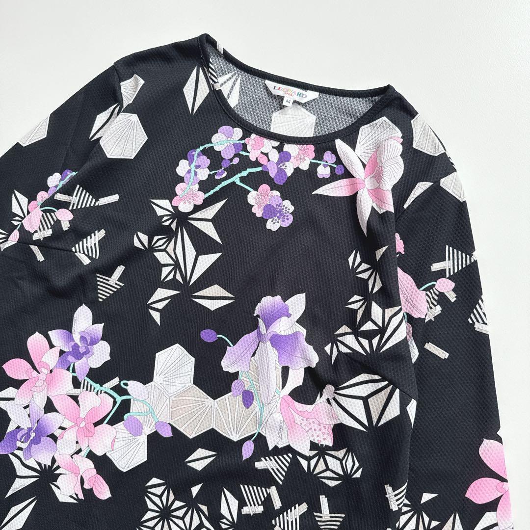 近年 極美品 レオナール 和柄 花柄 長袖カットソー チュニック プルオーバー