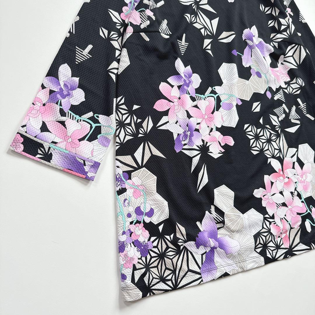 近年 極美品 レオナール 和柄 花柄 長袖カットソー チュニック プルオーバー