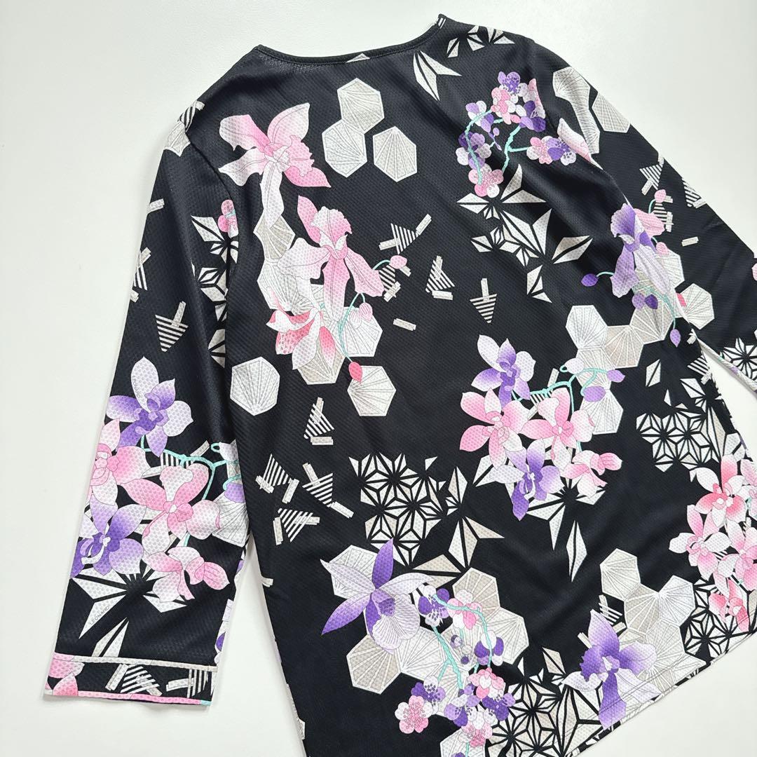 近年 極美品 レオナール 和柄 花柄 長袖カットソー チュニック プルオーバー