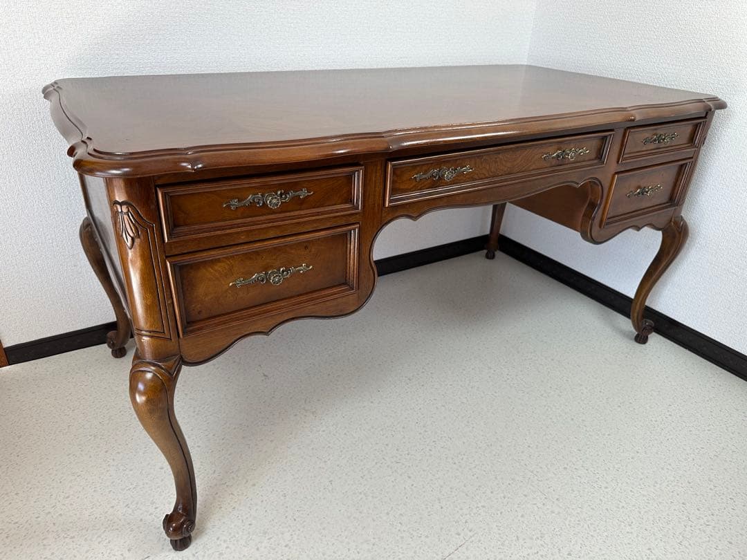 ヨーロッパ エグゼクティブ 猫脚 デスク 書斎机 両袖※i1※