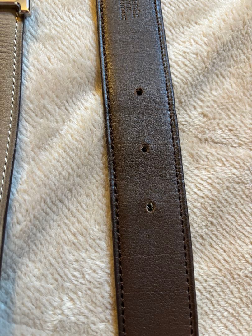 Hermès グレー レザー ベルト