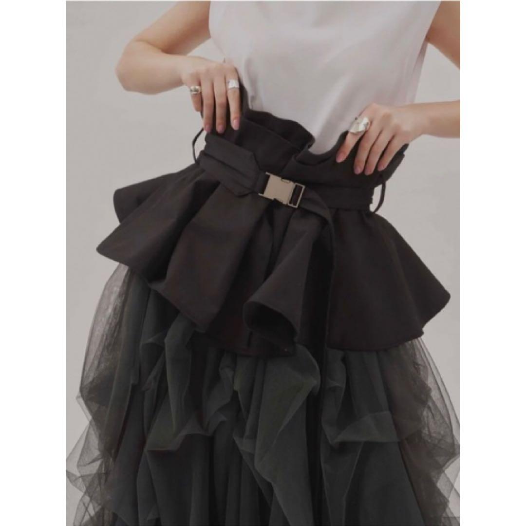 【新品】LA BELLE ETUDE／サークルフレアボリュームベルト ブラック