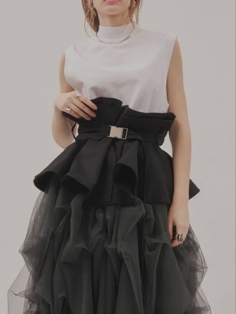 【新品】LA BELLE ETUDE／サークルフレアボリュームベルト ブラック