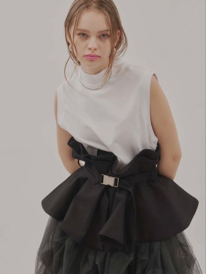 【新品】LA BELLE ETUDE／サークルフレアボリュームベルト ブラック